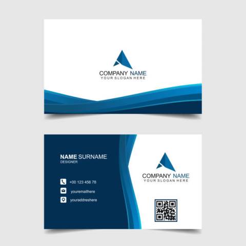 desain kartu nama biru
